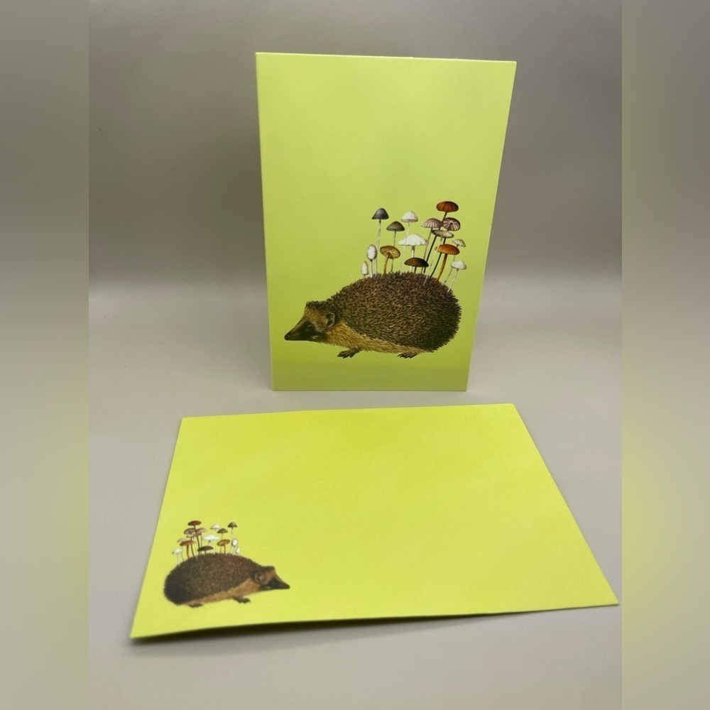 Art of Nature Hedgehog Mushroom Blank Greeting Card, Chartreuse, Bundle Item - Picture 3 of 4